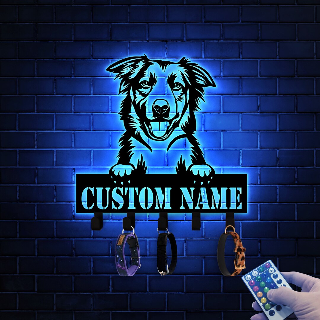 Australian Shepherds Metal Key Holder With Led Lights Metal Etsy