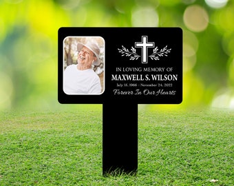 Personalized Photo Memorial Plaque Stake, Memorial Cross Grave, Garden Stake, Grave Marker Outdoor Decor, Sympathy Gift, Remembrance Stake