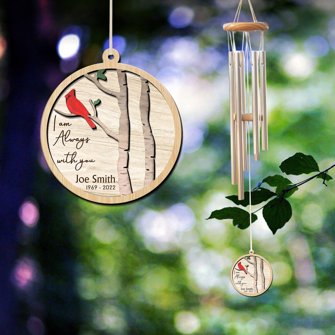 Red Cardinal Wind Chime Personalized Wind Chime Remembrance Etsy