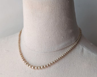 Collar de perlas vintage de una sola hebra con cierre de marcasita de ley