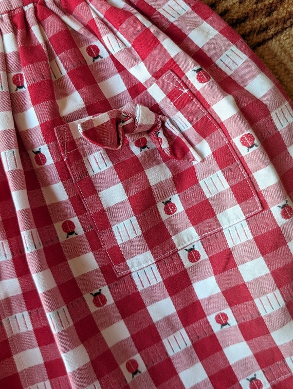 Vintage 1990s Toddler Red and White Check Summer … - image 4