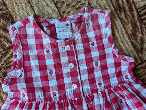 Vintage 1990s Toddler Red and White Check Summer … - image 3
