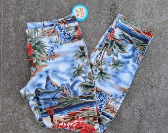 Vintage Stussy Sista Hawaiianische Caprihose mit tropischem Print