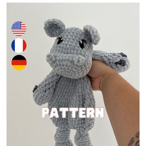 Gloria The Hippo Crochet Pattern - amigurumi crochet pattern - PDF (english - us term, français, german)