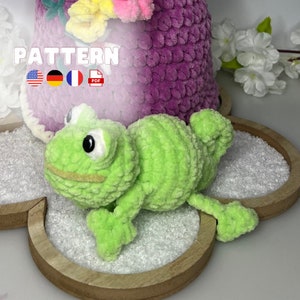 Leon the Chameleon - amigurumi crochet pattern -  PDF (english - us term, french, german)