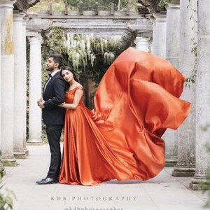 Luxurious off shoulder Long Flying Dress Photoshoot, Long Train Dress, Photoshoot Dress, Flowy Dress, Satin Dress, Santorini Flying Dress