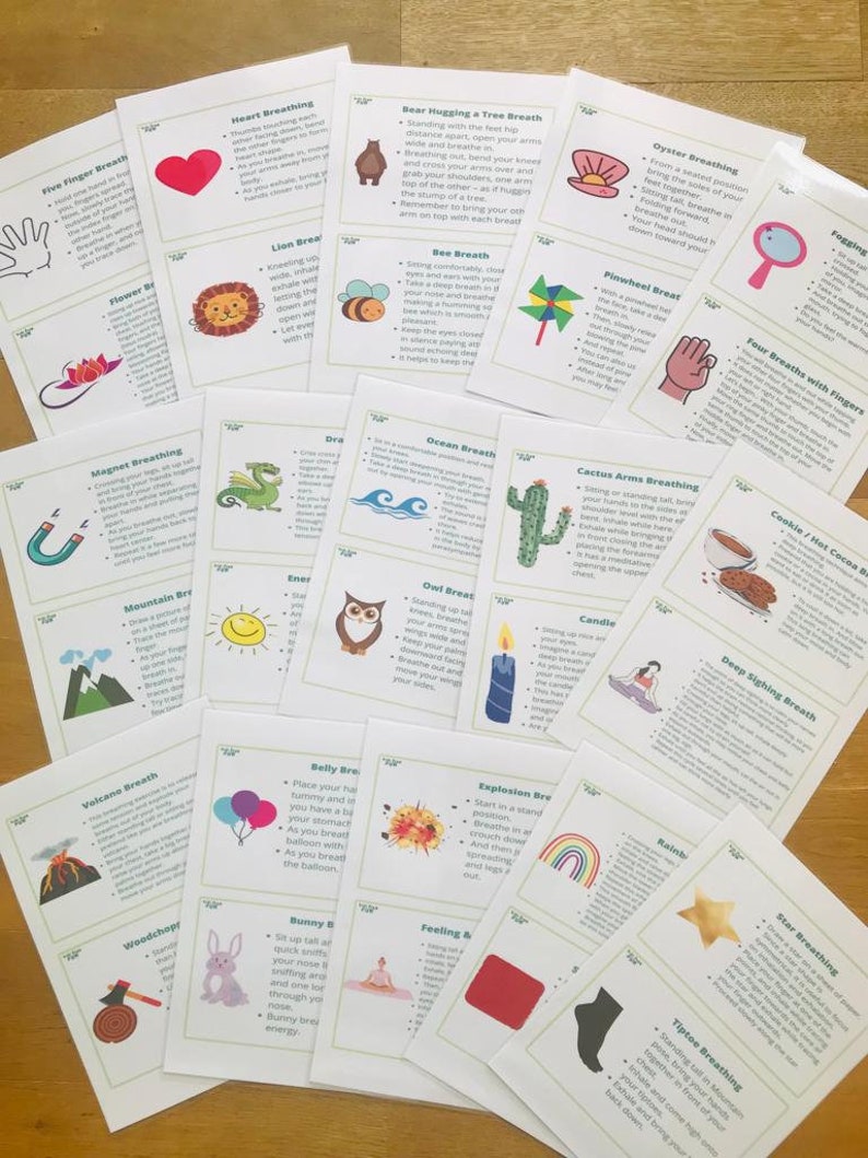 Mindfulness Breathing Cards for Kids | 30 Calming Exercises - Etsy