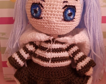 Handmade crochet chibi girl, amigurumi, soft toy, gift