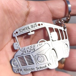 birthday giftanniversary gift Custom Keychain with Personalized School Name and year, School Bus Keychain
