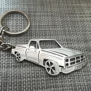 birthday gift Custom keychain gift  Car Keychain with Personalized Name, Gift for Him, Personalized Fan Key Ring ,GMC Sierra classic 1984