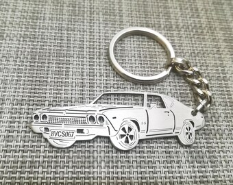 Llavero de coche con nombre personalizado, regalo de cumpleaños para novios, regalo para él, llavero personalizado, Chevrolet Chevelle 1969