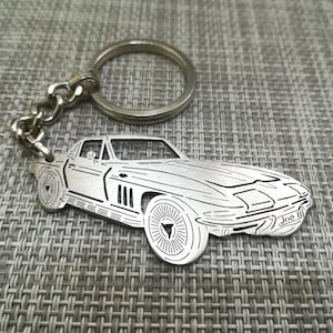 Llavero de coche para regalo de Navidad con nombre personalizado, regalo para él, llavero personalizado para fan, Chevrolet Corvette 1965