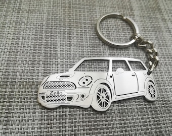birthday gift for boyfriends car keychain  with Personalized Name, Gift for Him, Custom keychain ,Mini Cooper clubman 2013