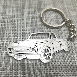 Christmas gifts car keychain  with Personalized Name, Gift for Him, Personalized Fan Key Ring ,Chevy C10 1969