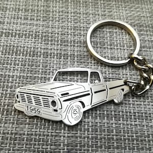 birthday gift Custom  Car Keychain with Personalized Name, Gift for Him, Personalized Fan Key Ring ,1969 Ford F100