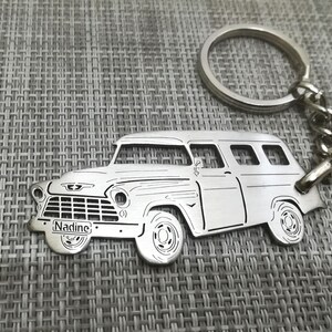 Weihnachtsgeschenke Auto-Schlüsselanhänger mit personalisiertem Namen, Geschenk für Ihn, personalisierter Fan-Schlüsselanhänger, 1955 Chevy Panel Truck