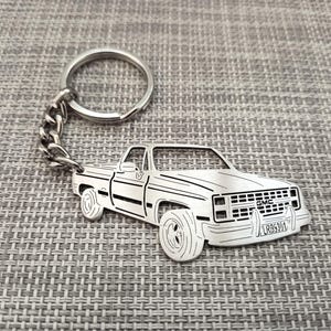 Christmas gifts car keychain  with Personalized Name, Gift for Him, Personalized Fan Key Ring , GMC 1987 c10