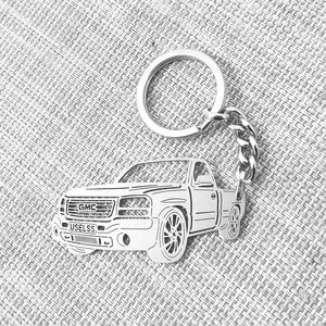 Christmas gifts car keychain  with Personalized Name, Gift for Him, Personalized Fan Key Ring , Chevy Silverado 2002