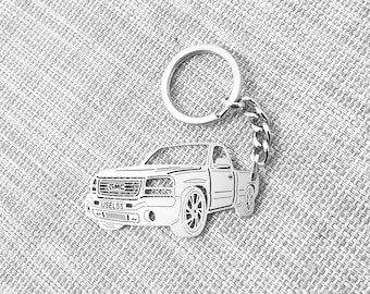 Geburtstagsgeschenk für Freunde Auto Schlüsselanhänger mit personalisierten Namen, Geschenk für ihn, benutzerdefinierte Schlüsselanhänger, Chevy Silverado 2002