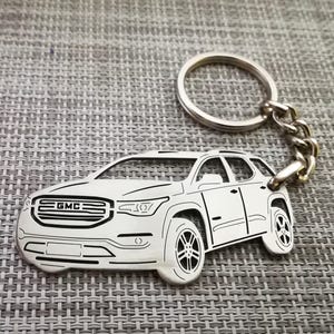 birthday gift Custom  Car Keychain with Personalized Name, Gift for Him, Personalized Fan Key Ring ,GMC Acadia 2017