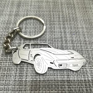 Llavero de coche para regalo de Navidad con nombre personalizado, regalo para él, llavero personalizado para fan, Chevrolet Corvette 1977