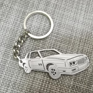 父の日ギフトにカスタマイズされた名前入りの車用キーホルダー、彼へのプレゼント、パーソナライズされたファンキーリング、シボレーモンテカルロSS 1988