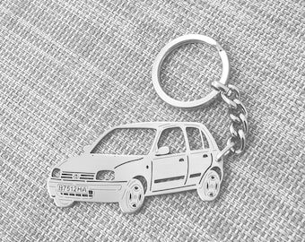birthday gift for boyfriends car key chain  with Personalized Name, Gift for Him, Custom key chain , Nissan Micra k11 4 doors