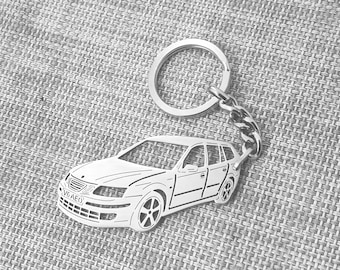 Christmas gifts car key chain  with Personalized Name, Gift for Him, Custom key chain , Saab 9-3 Aero 2004 V6 Turbo Estate