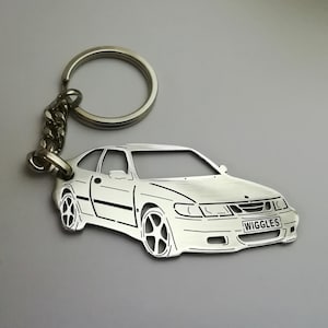 birthday gift Custom  Car Keychain with Personalized Name, Gift for Him, Personalized Fan Key Ring , Saab 9-3 Viggen