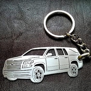 Weihnachtsgeschenke Auto-Schlüsselanhänger mit personalisiertem Namen, Geschenk für ihn, personalisierter Fan-Schlüsselanhänger, Chevrolet Suburban