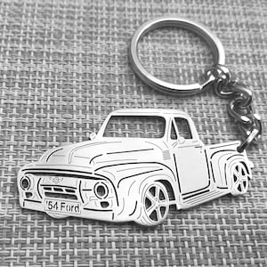 birthday gift Custom  Car Keychain with Personalized Name, Gift for Him, Personalized Fan Key Ring ,1954 Ford F100 pickup