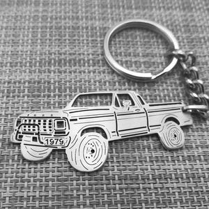 birthday gift Custom  Car Keychain with Personalized Name, Gift for Him, Personalized Fan Key Ring ,Ford truck  1979