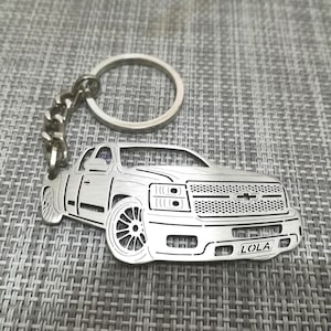 Weihnachtsgeschenke Auto-Schlüsselanhänger mit personalisiertem Namen, Geschenk für Ihn, personalisierter Fan-Schlüsselanhänger, 2008 Chevy Silverado 1500