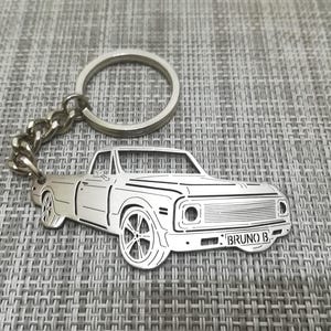 Christmas gifts car keychain  with Personalized Name, Gift for Him, Personalized Fan Key Ring ,Chevy C10 1971