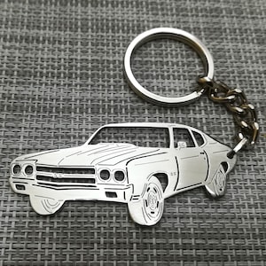 Llavero de coche para regalo de Navidad con nombre personalizado, regalo para él, llavero de fan personalizado, Chevy Chevelle SS 1970