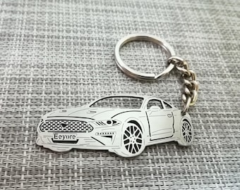 birthday gift Custom  Car Keychain with Personalized Name, Gift for Him, Personalized Fan Key Ring ,mustang eco boost black 2018