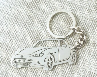 birthday gift for boyfriends car key chain  with Personalized Name, Gift for Him, Custom key chain , Mazda Mx-5 2022