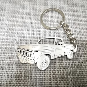 birthday gift Custom  Car Keychain with Personalized Name, Gift for Him, Personalized Fan Key Ring ,Ford F100 1973 new