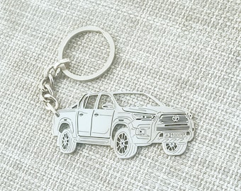 birthday gift for boyfriends car keychain  with Personalized Name, Gift for Him, Custom keychain , Toyota hilux 2024