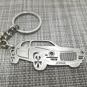 Llavero de coche para regalo de Navidad con nombre personalizado, regalo para él, llavero personalizado para fan, Chevrolet Camaro SS 1973