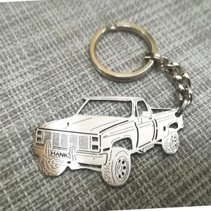 Christmas gifts car keychain  with Personalized Name, Gift for Him, Personalized Fan Key Ring ,Chevy K10 1986