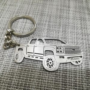 Christmas gifts car keychain  with Personalized Name, Gift for Him, Personalized Fan Key Ring ,Chevy Silverado 2014