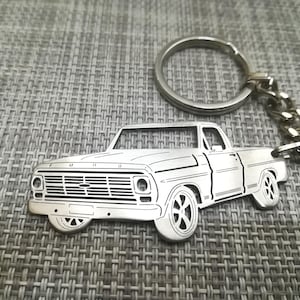 birthday gift Custom  Car Keychain with Personalized Name, Gift for Him, Personalized Fan Key Ring ,Ford F100 1968