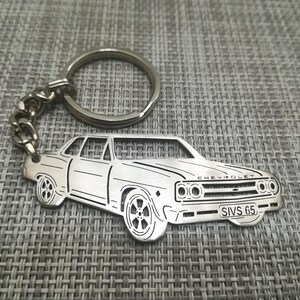 Llavero de coche para regalo de Navidad con nombre personalizado, regalo para él, llavero de fan personalizado, Chevrolet Chevelle Malibu SS 1965
