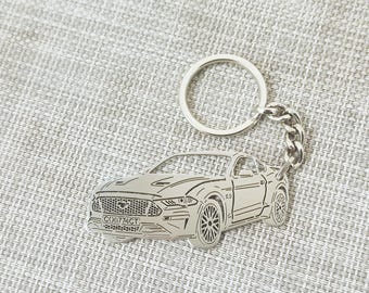 Christmas gifts car keychain  with Personalized Name, Gift for Him, Custom keychain , Ford Mustang Fastback 2019