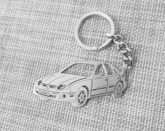 Custom car keychain with Personalized Name, Gift for Him, Custom key chain , Pontiac Sunfire 2002 sedan