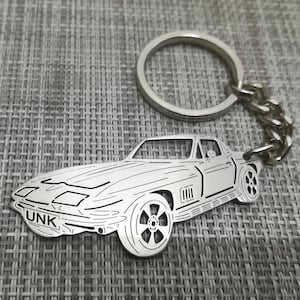 Llavero de coche para regalo de Navidad con nombre personalizado, regalo para él, llavero personalizado para fan, Chevrolet Corvette Coupe 1967
