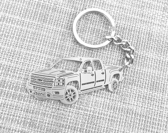 Christmas gifts car keychain  with Personalized Name, Gift for Him, Custom keychain , Chevrolet Silverado 2500 2012
