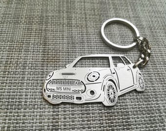 birthday gift for boyfriends car keychain  with Personalized Name, Gift for Him, Custom keychain ,Mini Cooper S 2017