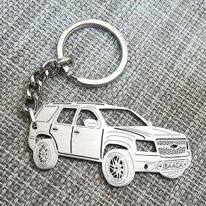 Weihnachtsgeschenke Auto-Schlüsselbund mit personalisiertem Namen, Geschenk für ihn, personalisierter Fan-Schlüsselring, Chevy Tahoe 2007